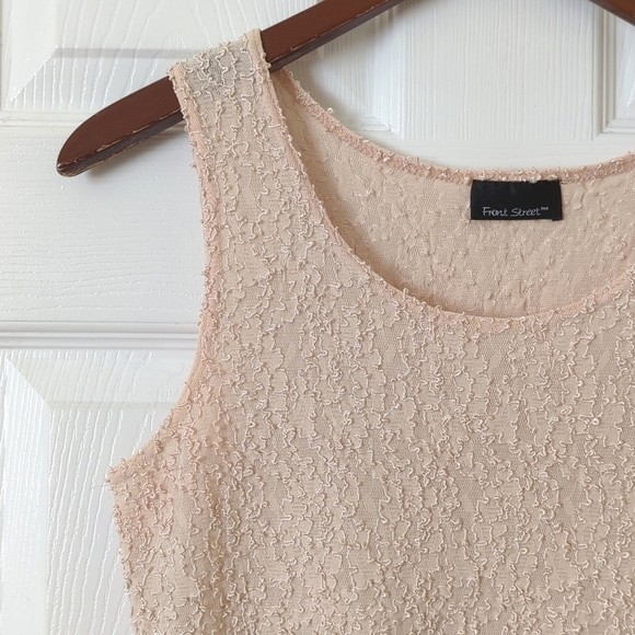 Front Street 90's Vintage Textured Tank Top & Maxi Skirt Matching Set Cream S - Picture 4 of 16